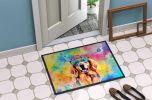 NEW Golden Retriever Hippie Dawg Doormat Front Door Mat Indoor Outdoor Rugs for Entryway, Non Slip Washable Low Pile, 18H X 27W