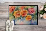 NEW Chrysanthemums in Watercolor Doormat Front Door Mat Indoor Outdoor Rugs for Entryway, Non Slip Washable Low Pile, 18H X 27W