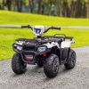Aosom 12V Ride on ATV for Kids, Kids Electric 4 Wheeler with Headlight, Music, MP3, Treaded Tires, Battery Powered Kids Quad for Toddler, White