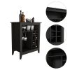 Essential Bar Cabinet; One Open Shelf; Six Built-in Wine Rack; One Drawer -Black