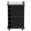 Dukat Bar Cart; Two Shelves; Six Built-in Wine Rack; Four Casters -Espresso