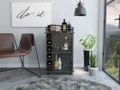 Dukat Bar Cart; Two Shelves; Six Built-in Wine Rack; Four Casters -Espresso