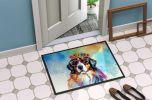 NEW Bernese Mountain Dog Hippie Dawg Doormat Front Door Mat Indoor Outdoor Rugs for Entryway, Non Slip Washable Low Pile, 18H X 27W