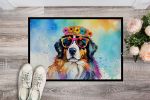 NEW Bernese Mountain Dog Hippie Dawg Doormat Front Door Mat Indoor Outdoor Rugs for Entryway, Non Slip Washable Low Pile, 18H X 27W