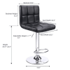 Setof2 Bar Stools Adjustable Swivel Armless Barstools with PU Leather, Black
