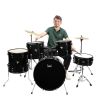 [Do Not Sell on Amazon]Glarry Full Size Adult Drum Set 5-Piece Black with Bass Drum, two Tom Drum, Snare Drum, Floor Tom, 16" Ride Cymbal