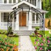 Metal Garden Arch W74.4'' x H98.4'' Garden Arbor Trellis Climbing Plants Support Rose Arch Outdoor Arch Black