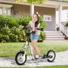 Aosom Kids Scooter Youth Scooter for 5+ with Dual Brakes, 12-Inch Inflatable Wheels, Outdoor Ride-On Toy, White