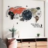 29.1" x 13.4" Modern World Map Wall Clock Acrylic & Glass Home Decor Art Living Room