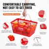 VEVOR Shopping Basket, Set of 12, 21L Durable Plastic Grocery Basket with Metal Handle and Stand