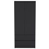 Beloit 3 Piece Bedroom Set, Nightstand + Dresser+ Armoire, Black