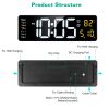 15.7in LED Digital Wall Clock with Remote Control 10 Level Brightness 3 Alarm Settings 12/24Hr Format Timing Countdown Temperature Calendar Display De