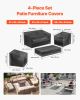 VEVOR Patio Furniture Cover 4-Piece Set, 420D Heavy Duty Waterproof Outdoor Dining Table and Chairs Cover Set