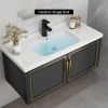 Bathroom Vanity Set 35.8" Floating Ceramic Bathroom Vanity Black with Sink