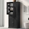 Bathroom Storage Cabinet with Doors and Drawer, Multiple Storage Space, Adjustable Shelf, Black (Old Sku:WF308204AAB)