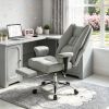 Light Gray Ergonomic Office Chair High Back Reclining Desk Chair with Adjustable Armrests Pet Friendly Faux Leather