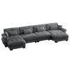 U Shaped Sectional Sofa Cloud Couch with Movable Ottomans