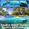 4DRC S5 Blue remote control boat for swimming pools and lakes, 2.4GHz 20+ MPH racing boat, rechargeable battery, low battery alarm