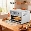 22-liter 1800-watt electric air fryer oven, equipped with 6 stainless steel heating elements, and capable of setting a temperature of 450°F.