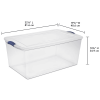 Extra-Large Latching Storage Bin, 105 Quart Clear Plastic Storage Container with Latch Lid, Blue, 4 Pack(Shipment from Walmart)
