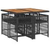 Garden Dining Set Black, Cream White