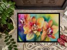 NEW Orchids in Watercolor Doormat Front Door Mat Indoor Outdoor Rugs for Entryway, Non Slip Washable Low Pile, 18H X 27W