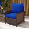 Outsunny 4-Piece Patio Chair Cushion and Back Pillow Set, Seat Replacement Patio, Cushions Set for Outdoor Garden Furniture, Navy Blue