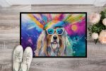 NEW Bearded Collie Hippie Dawg Doormat Front Door Mat Indoor Outdoor Rugs for Entryway, Non Slip Washable Low Pile, 18H X 27W