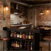 Home Bar Unit, Modern 2-Tier Bar Table with Footrest