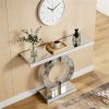 Mirror console, modern sofa table, storage area, elegant display space