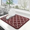 Dish Drying Mat Super Absorbent Drying Mat Large Dish Drying Mats for Kitchen Counter Easy Clean Dish Mat Kitchen Drying Mat15"x 18" Stylish Red