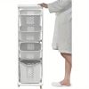 Large Capacity 3-Tier Rolling Laundry Basket. With Divided Movable Laundry Hamper. Great Home Storage & Organizer for Laundry Room And Bathroom Decor.