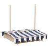 Outsunny Wooden Kids Sandbox with Cover, Children Outdoor Sand Box with Foldable Bench Seats, Adjustable Canopy, Bottom Liner for Outdoor, Natural