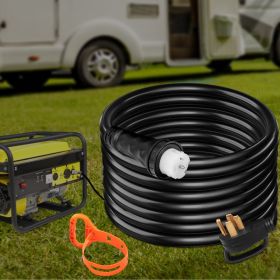 30Ft 50 Amp Generator Extension Cord STW 6/3 + 8/1 Generator Cord 125V 250V Generator Power Cord N14-50P & SS2-50R & CS6364 Twist Lock Connectors (Option: Black)
