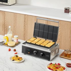 10PCS Commercial Waffle Maker Rectangle Waffle Baker Machine 1550W (Option: Natural)
