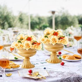 10PCS 16cm/6.3” Wedding Flower Vase Metal Gold Floral Stand For Table (Option: Metallic)