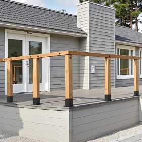 4 Pack 6x6 Post Base Brackets Inner Size 5.6x5.6 Inch Wood Fence Post Anchor (Option: Black)