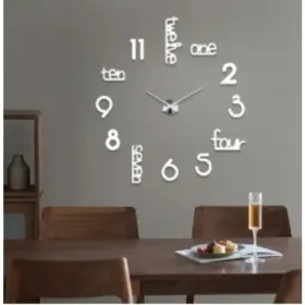Huge Frameless Big Wall Clock, Modern Home Decoration, SuitGiant Frameless Wall Clock, Modern Home Decoration, Suitable For Living Room, Kitchen, (Option: 40silver)