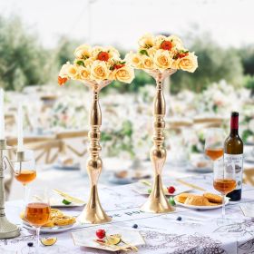 24PCS 50cm/19.7” Wedding Flower Vase Metal Gold Floral Stand For Table (Option: Metallic)