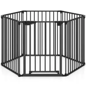 6-Panel Expandable Safety Gate (34.5"-154"), 270° Rotatable Baby/Pet Barrier For Fireplace Stairway Doorway-Black (Option: defaulttitle)