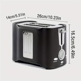 2 Slice Toaster, Quick & Even Results Every Time, Wide Slots Fit Any Size Bread Drop-Down Crumb Tray For Easy Clean Up, Stainless (Option: Black)