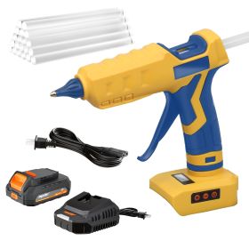 MaxMore Cordless Hot Melt Glue Gun Is Compatible With Dewalt 20V Max Battery, 100W DC And AC Dual Power, LCD Digital, Fast Heating, Rechargeable (Color: Yellow)