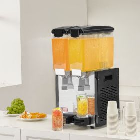 Commercial Beverage Dispenser 10L X 2 Tanks Cold Juice Ice Drink Dispenser (Option: Silver)