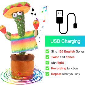 Bluetooth Dancing Cactus Repeat Talking Toy 60/120 Songs Electronic Plush Toys Singing Recording Doll Early Education for Kids (Ships From: China, Color: Charge Hammer)