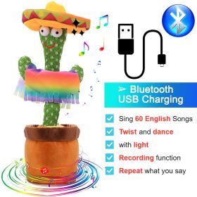 Bluetooth Dancing Cactus Repeat Talking Toy 60/120 Songs Electronic Plush Toys Singing Recording Doll Early Education for Kids (Ships From: China, Color: Bluetooth MX)