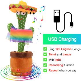 Bluetooth Dancing Cactus Repeat Talking Toy 60/120 Songs Electronic Plush Toys Singing Recording Doll Early Education for Kids (Ships From: China, Color: Charge MX)