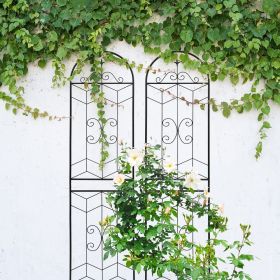 2 Pack Metal Garden Trellis 86.7" x 19.7" Rustproof Trellis for Climbing Plants Outdoor Flower Support Black (Color: as Pic)