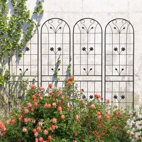 4 Pack Metal Garden Trellis 86.7" x 19.7" Rustproof Trellis for Climbing Plants Outdoor Flower Support Black (Color: as Pic)