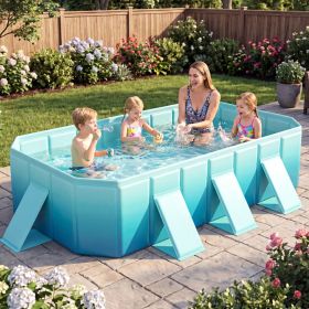 Non-Inflatable Swimming Pool Portable Around Ground Pool with 24 Wall Panels (Color: Green Gradient)