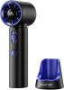 Portable Handheld Turbo Fan, 100 Gear High Speed, Up to 12H Rechargeable Personal Fan with Digital Display, Detachable Base & Lanyard
